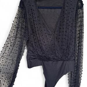 Windsor black mesh long sleeve